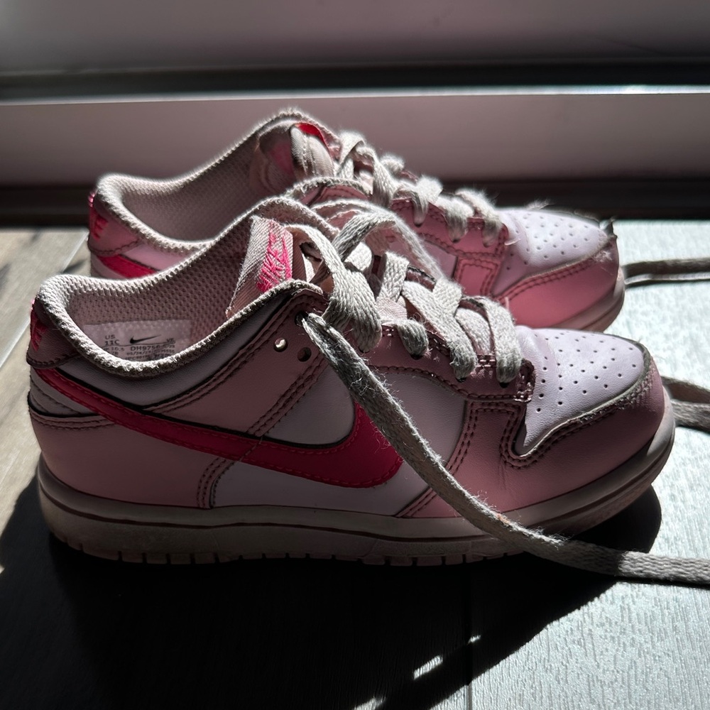 Nike Dunk Low in Medium Soft Pink/Hyper Pink/Pink Foam, size C11